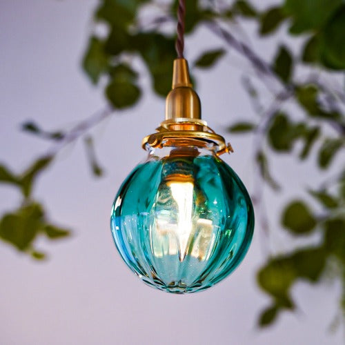 さざ波硝子店×KIKKAKEKKO オリジナルペンダントライト ピーコックグリーン