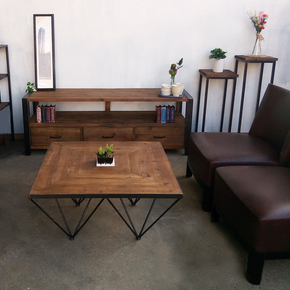 【送料無料】KOZAIコーヒーテーブル ジオメトリー古材・ 切り返し模様 ・ブルックリンスタイル
