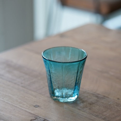 八角グラス　青透被せ　200ml（満杯時）　安土草多