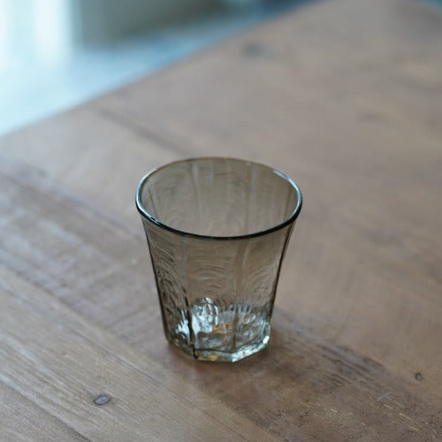 八角グラス大　墨透被せ　350ml（満杯時)　安土草多