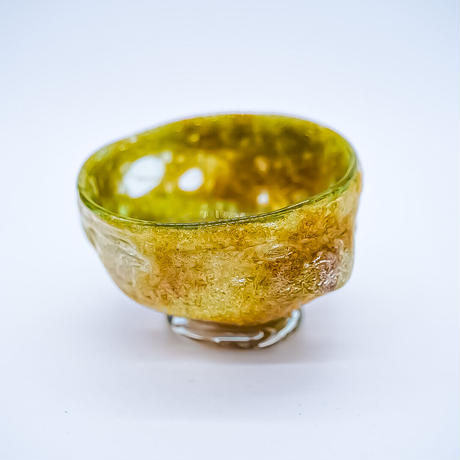 風遊の泡ガラス皿 岩流　抹茶碗（サイズ：深さ8㎝　口径12㎝）