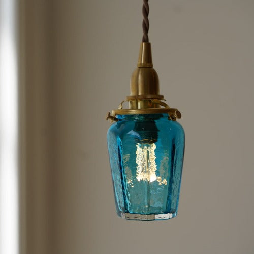 八角瓶（青透き被せ）　安土草多　ガラスペンダントライト　照明