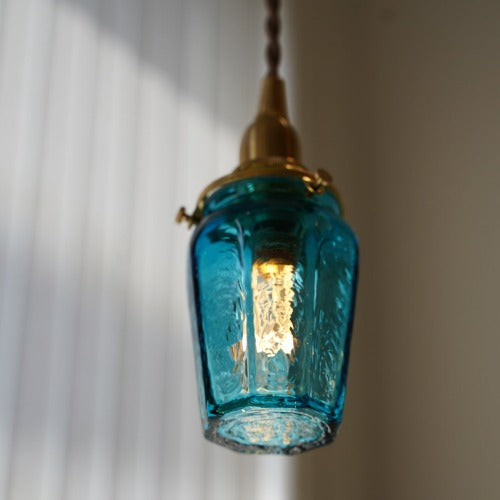 八角瓶（青透き被せ）　安土草多　ガラスペンダントライト　照明