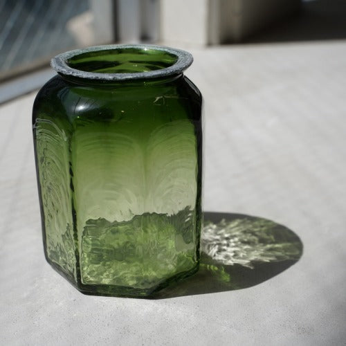 安土草多　八角筒瓶 （緑透き被せ）　ガラスペンダントライト